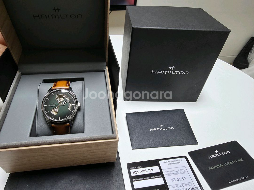 해밀턴 재즈마스터 오픈하트 40mm 딥그린 녹판--0