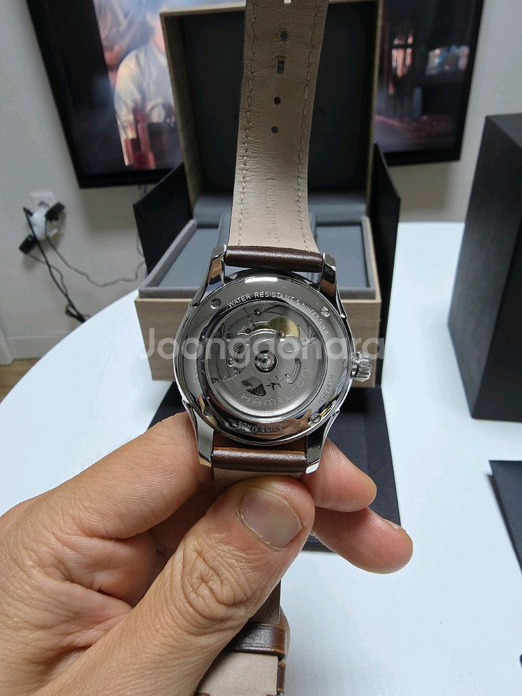 해밀턴 재즈마스터 오픈하트 40mm 딥그린 녹판--3