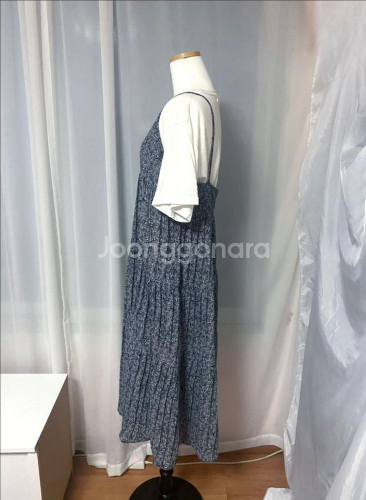 새상품) 네이비 뷔스티에 끈 원피스 롱원피스 플리츠원핏--8