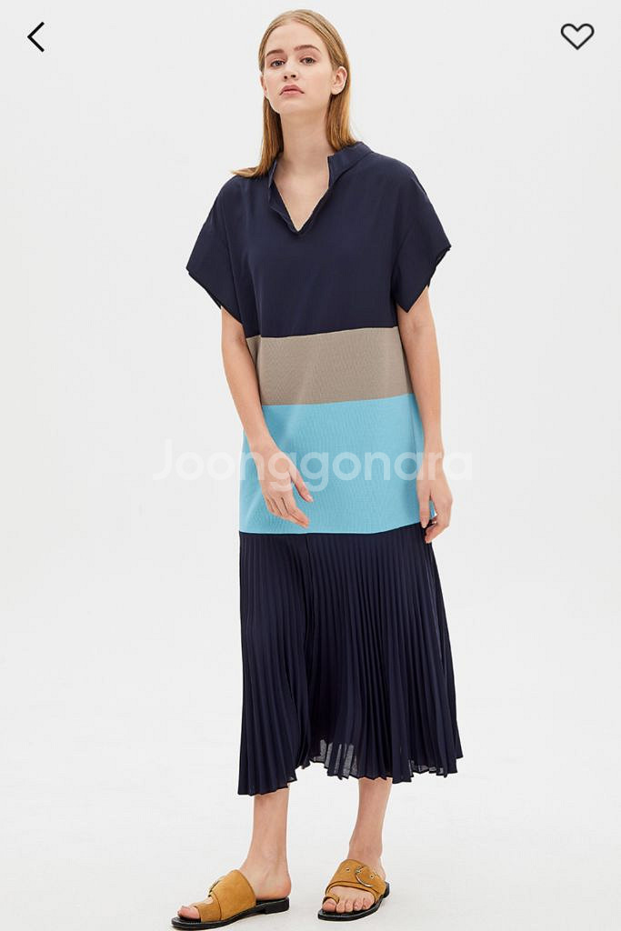 시스템 컬러 블록 원피스--7