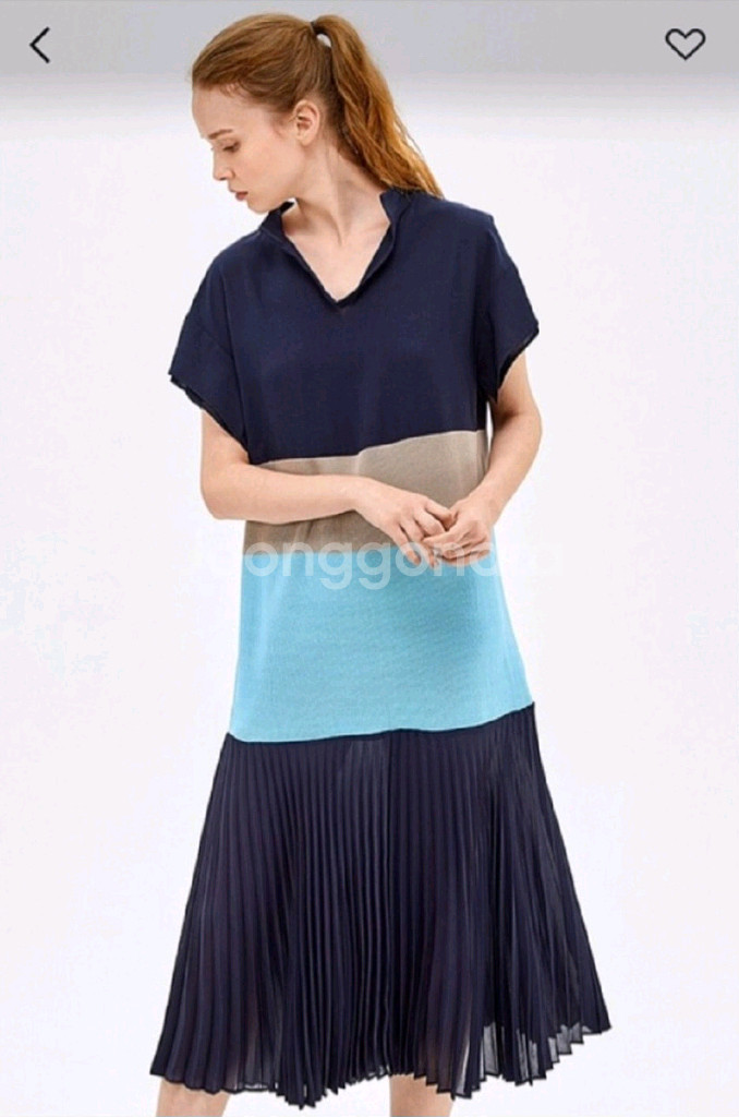 시스템 컬러 블록 원피스--8