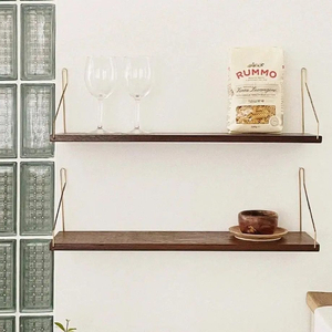 아이캔행잇 우드 벽선반 월넛 실버