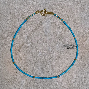 14K 천연 터키석 금 팔찌 (얇은 팔찌 1~1.5mm