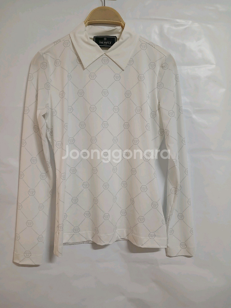 (90)필립플레인 화이트 로고 패턴 긴팔 티셔츠--0