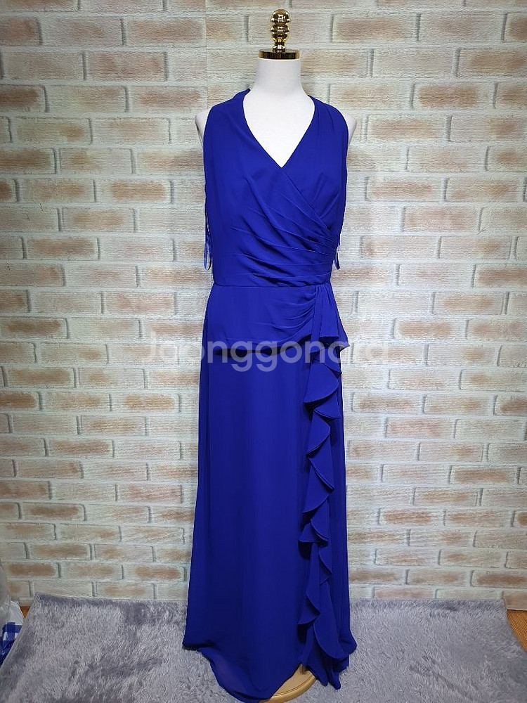 택부착 폴로랄프로렌 쉬폰 언발 프릴 롱 원피스 66--0