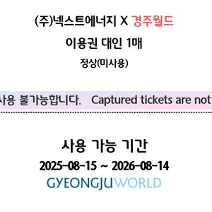 경주월드 대인 입장권 4장