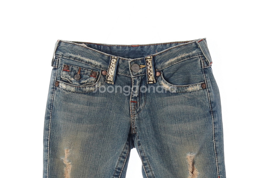 [XS]트루릴리전 W25 워싱 데미지 로우라이즈 롤업--1