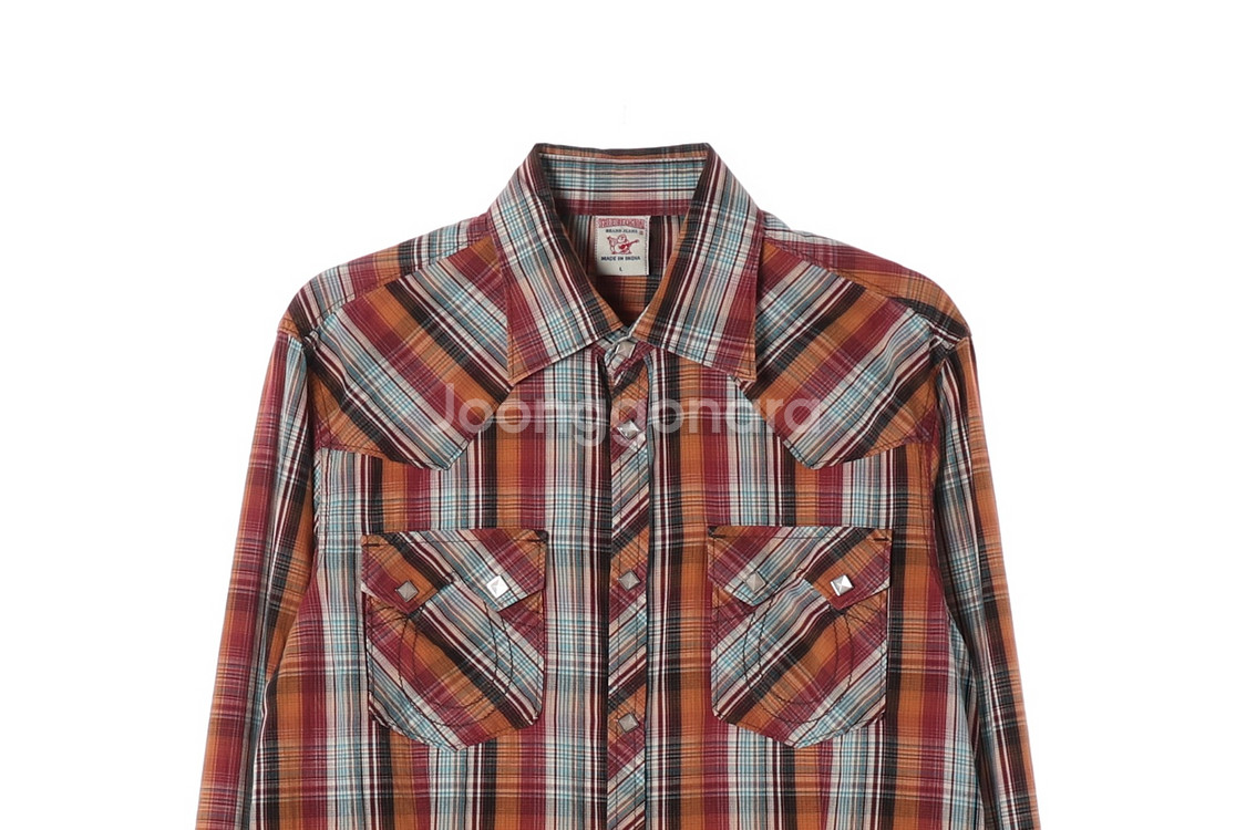 [L]트루릴리전 멀티컬러 체크 긴팔 웨스턴 셔츠--1