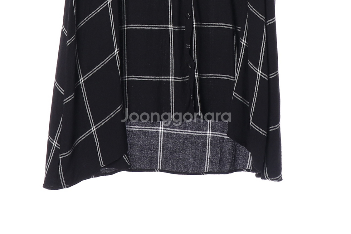 [S]자라 블랙 체크 루즈핏 긴팔 롱 셔츠 원피스--3