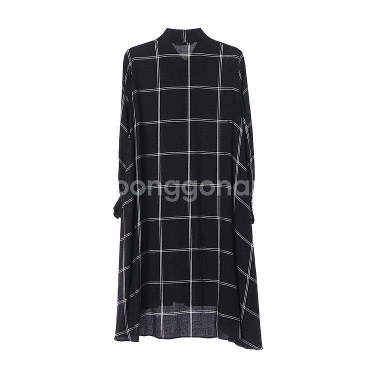 [S]자라 블랙 체크 루즈핏 긴팔 롱 셔츠 원피스--4