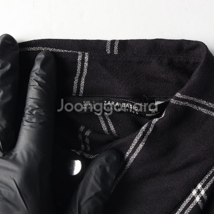 [S]자라 블랙 체크 루즈핏 긴팔 롱 셔츠 원피스--5