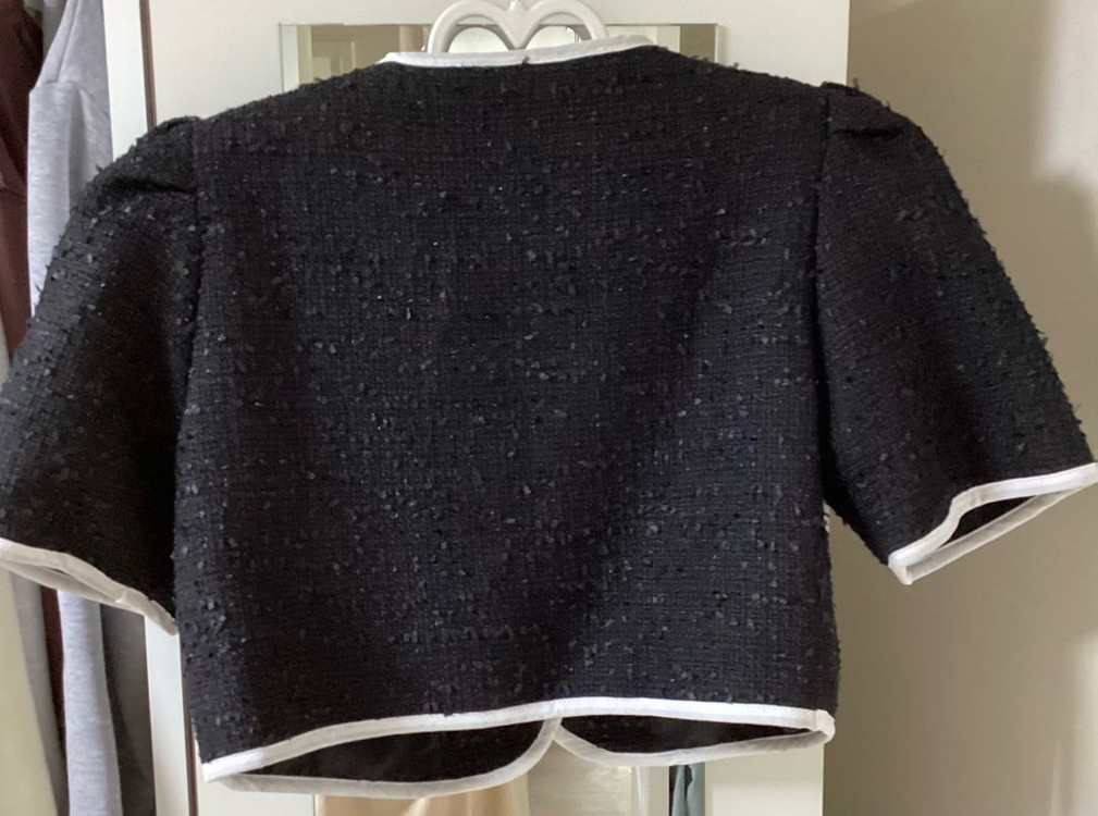 블랙 트위드 반팔 자켓 새상품 이미지