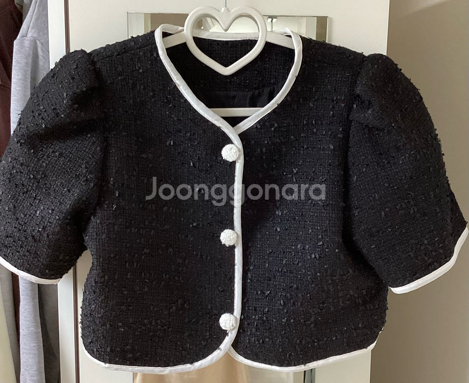 블랙 트위드 반팔 자켓 새상품--0