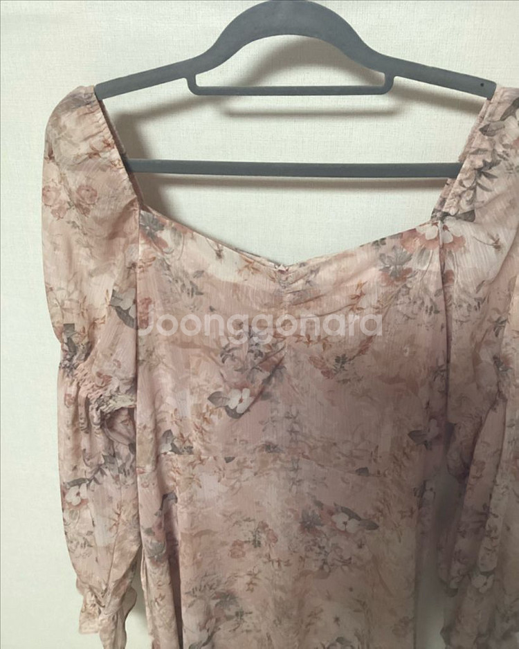 핑크 플라워 롱 원피스--1