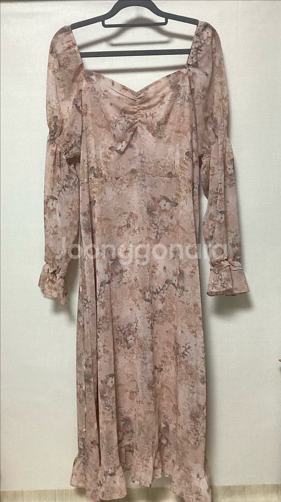 핑크 플라워 롱 원피스--0