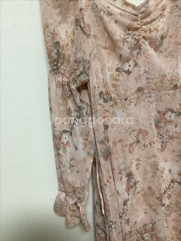 핑크 플라워 롱 원피스--2