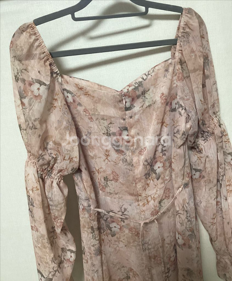 핑크 플라워 롱 원피스--3