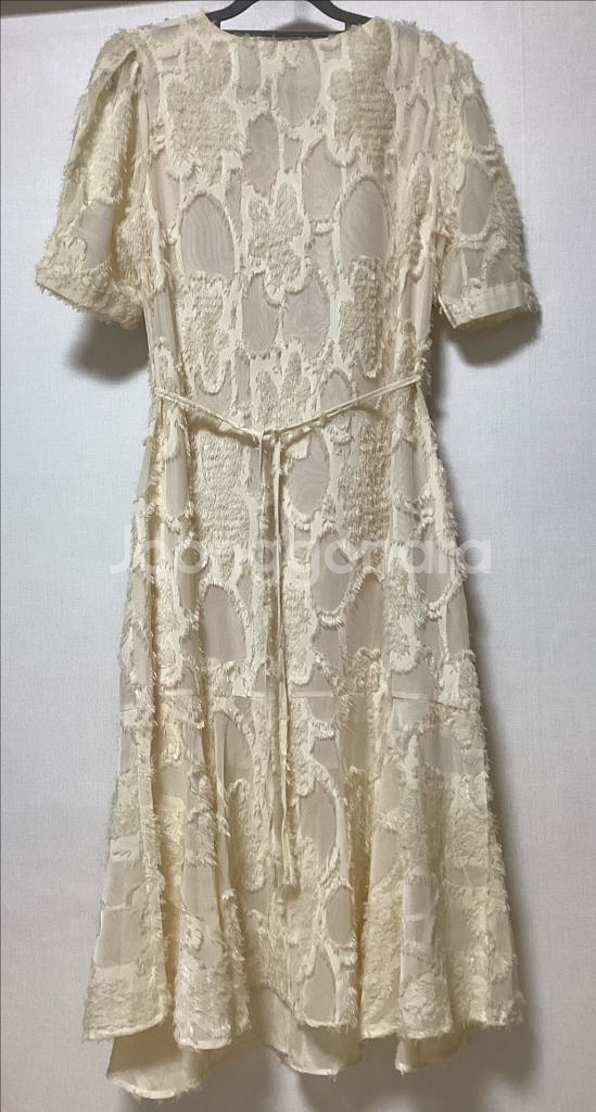 아이보리 깃털 반팔 원피스--3