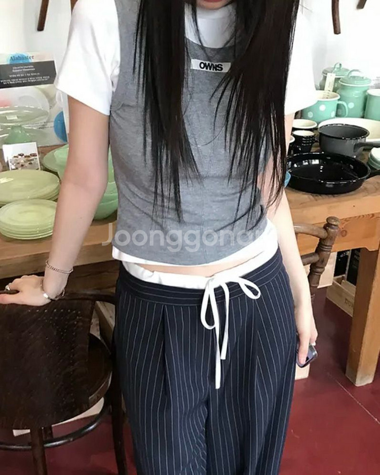 더니로 라벨링 뒷트임 나시 그레이--1