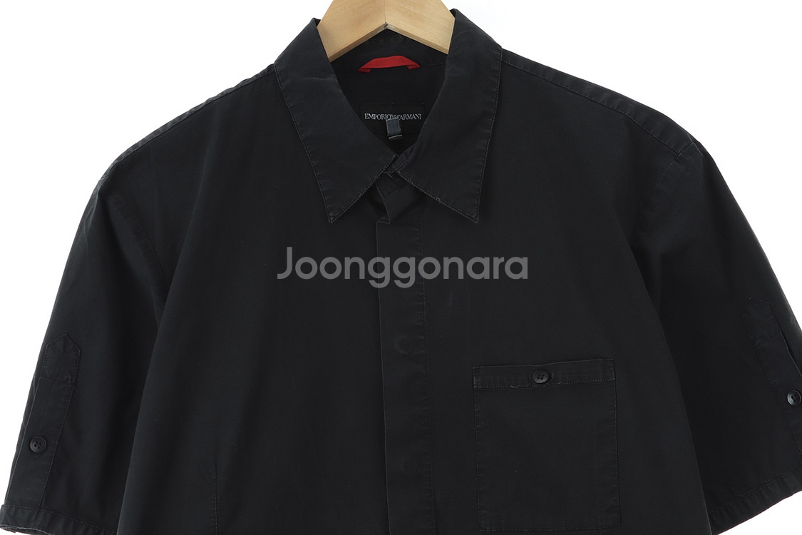 (XL) 아르마니 반팔셔츠 남방 블랙 올드스쿨--1