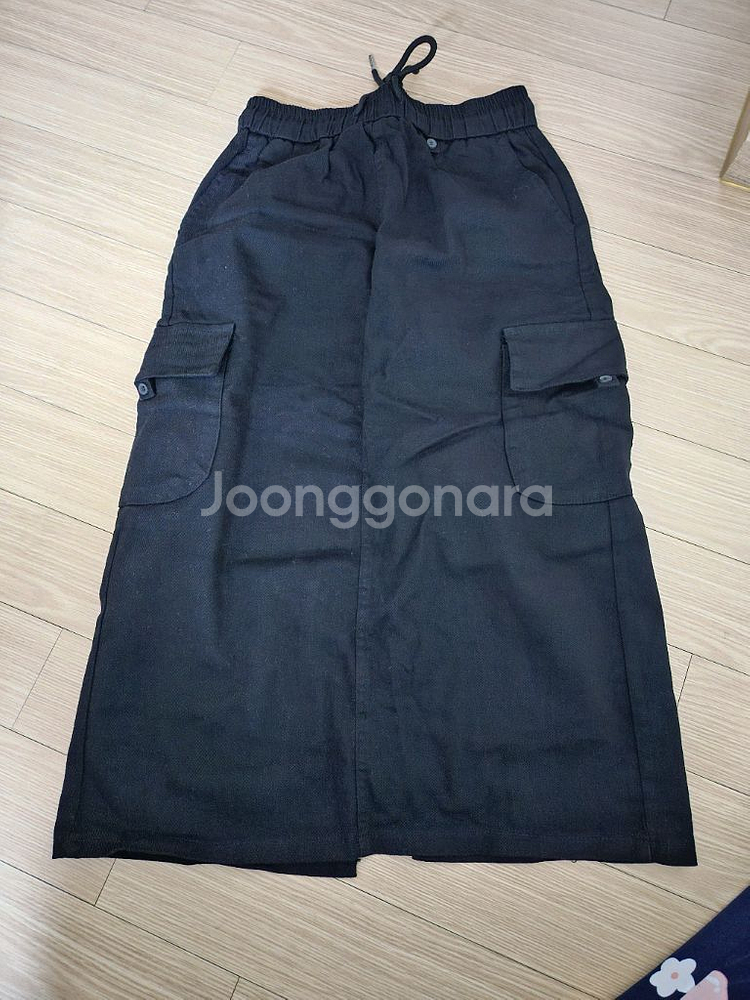 밴딩 면카고 롱스커트 검정색--1