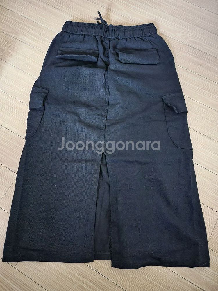 밴딩 면카고 롱스커트 검정색--2