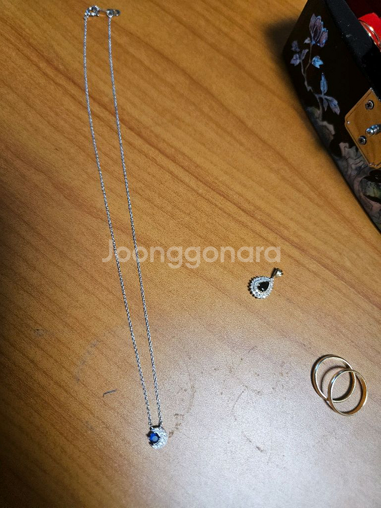 14k 스톤헨지 사파이어 목걸이--0
