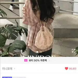 모모 복숭아 체크셔츠
