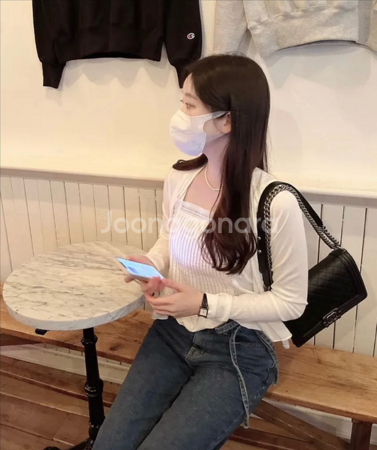 리본 일자핏 데님 진청 와이드팬츠--2