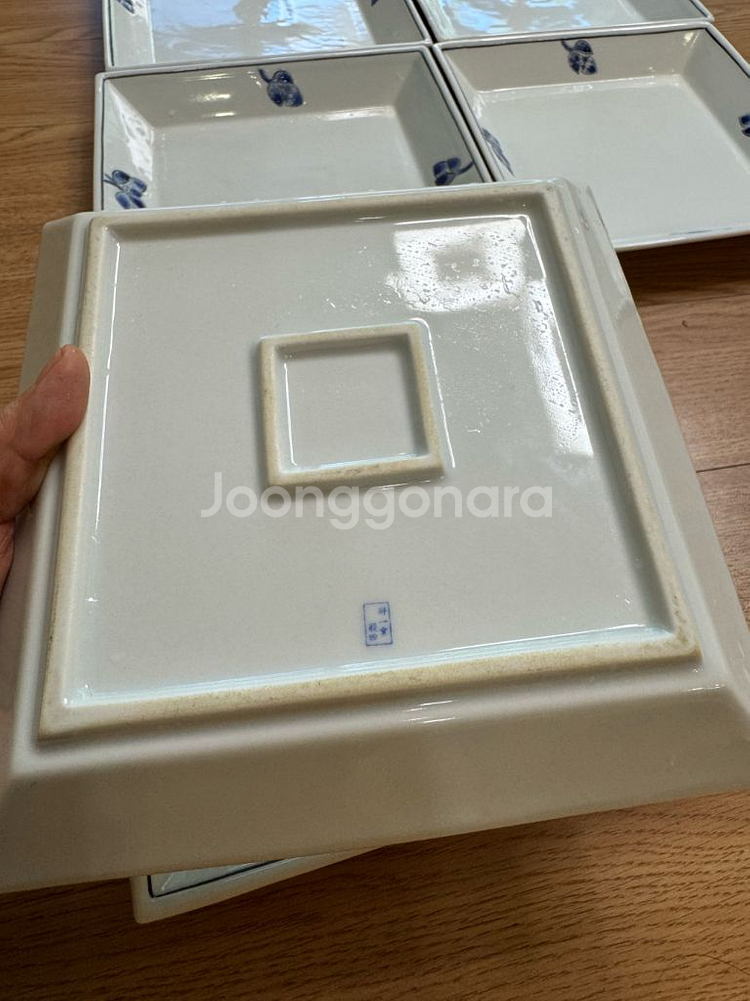 우일요 매화 사각접시 19센티 일괄6장--1