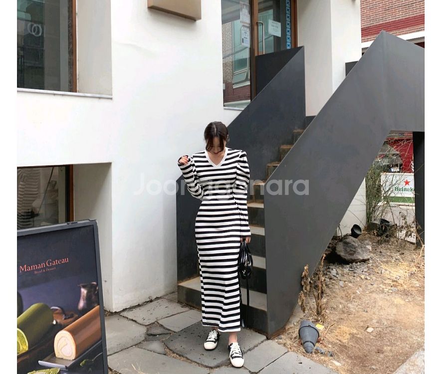 데얼쉬이즈 스트라이프 롱원피스--0