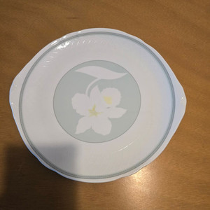 한국도자기 꽃무늬 손잡이 접시 (약 28cm)