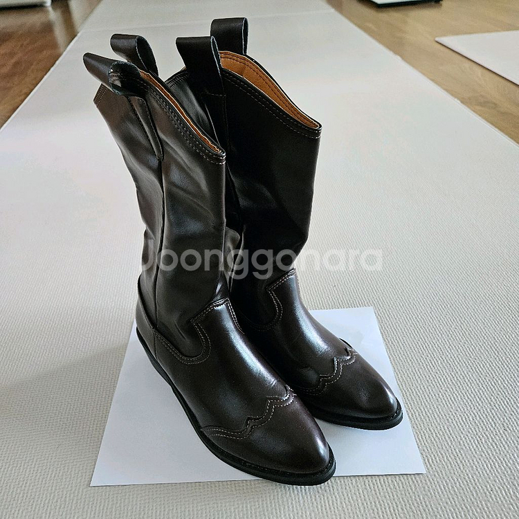 무신사 웨스턴 브라운 가죽 부츠 워커 구두--1