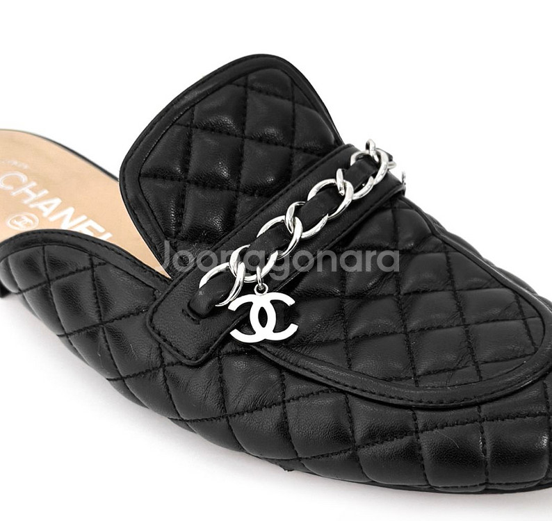 38] 샤넬 퀄팅 넘버5 CC로고 체인 뮬 블로퍼 블랙--6