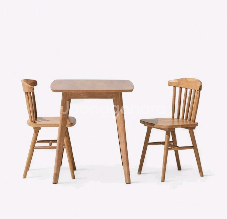 한샘 포레 원목100% 2인 식탁세트 (의자2 포함)--0