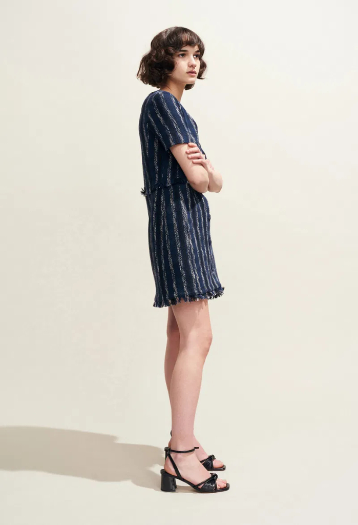 (새상품) 끌로디피에로 트위드 반팔 원피스 36사이즈--4