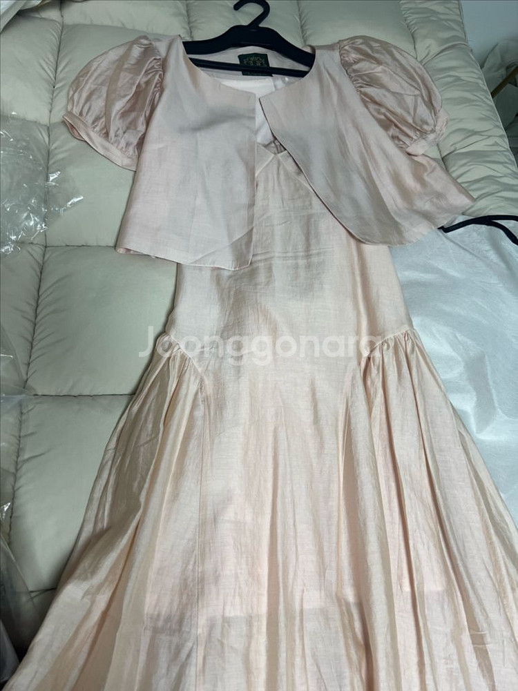 마담드쟌느 새틴 볼레로가디건 슬립 롱드레스 세트--4