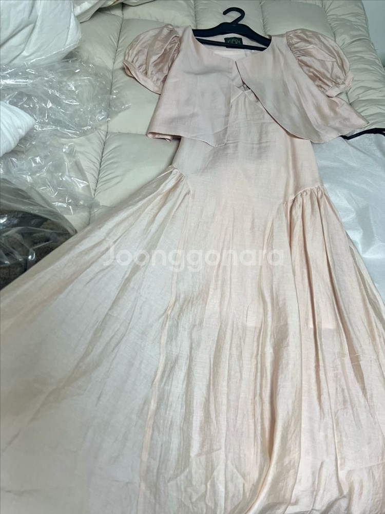 마담드쟌느 새틴 볼레로가디건 슬립 롱드레스 세트--5