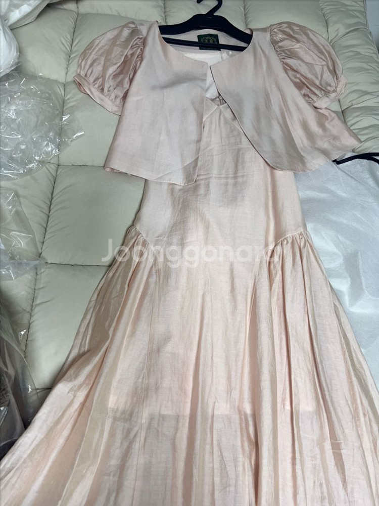 마담드쟌느 새틴 볼레로가디건 슬립 롱드레스 세트--10