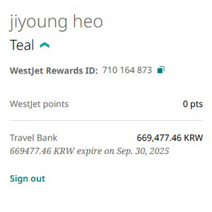 WestJet 트래블뱅크 판매