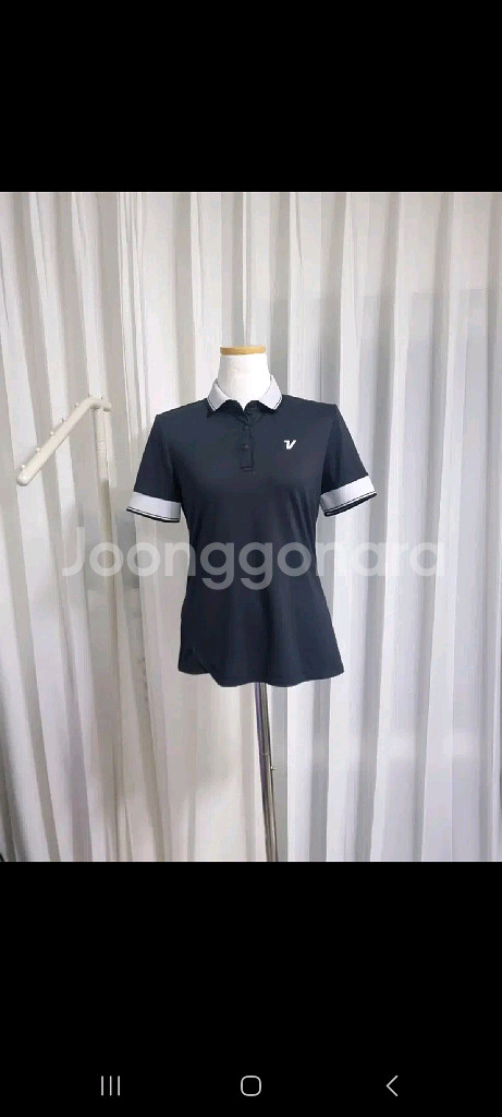 여성 90 | 볼빅 블랙 반팔 카라티--0