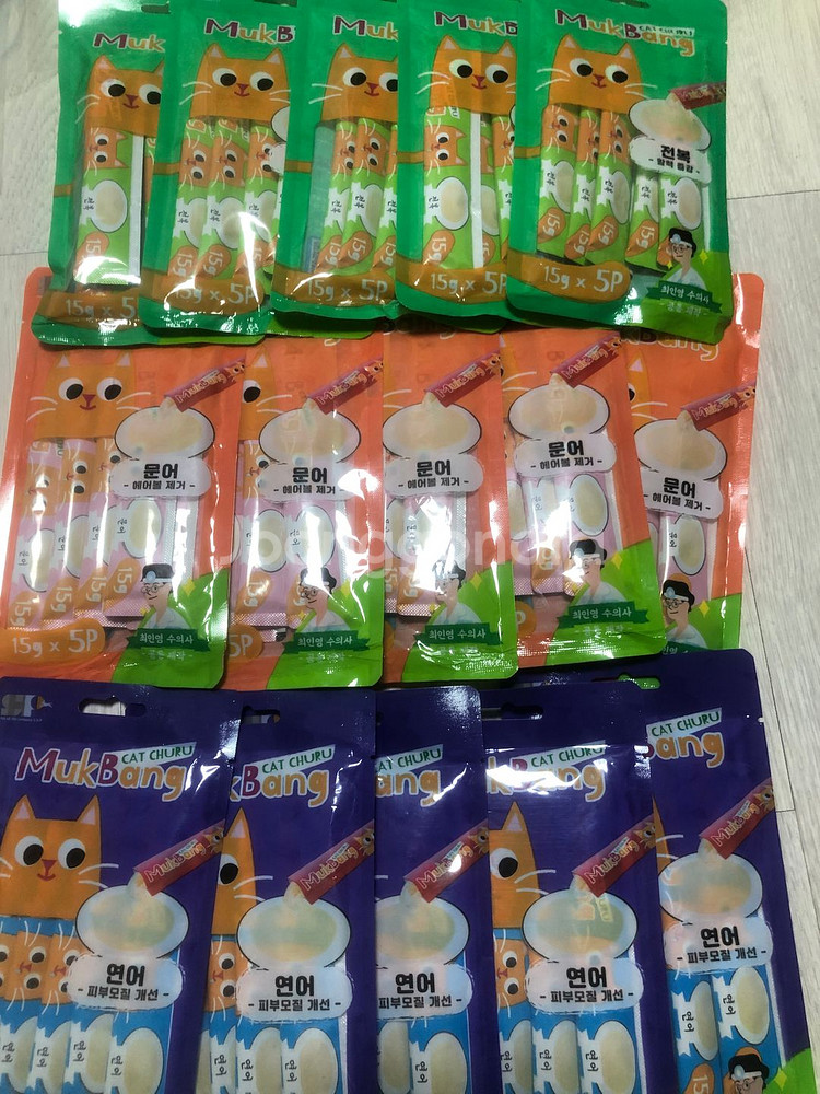 고양이 사료 간식 먹방 츄르 3가지맛, 전복 문어 연어--0