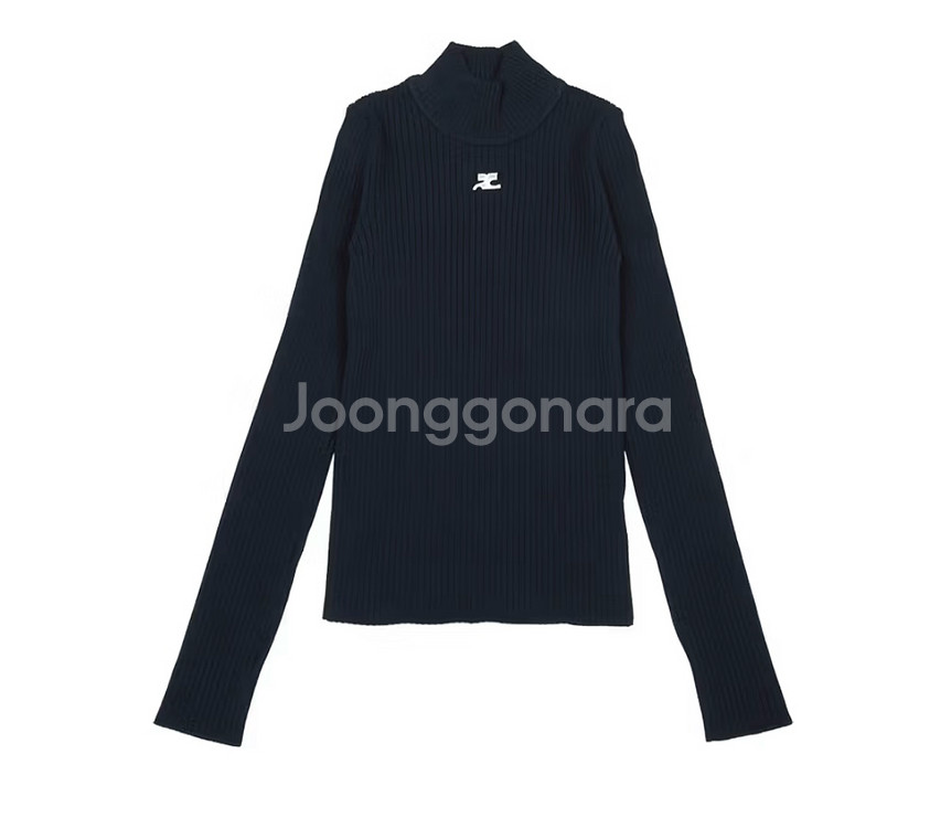 꾸레쥬(courreges) 로고 하이넥 니트 블랙--5