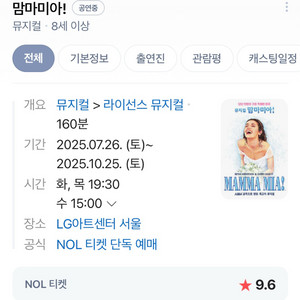 뮤지컬 맘마미아 S석 티켓 2장