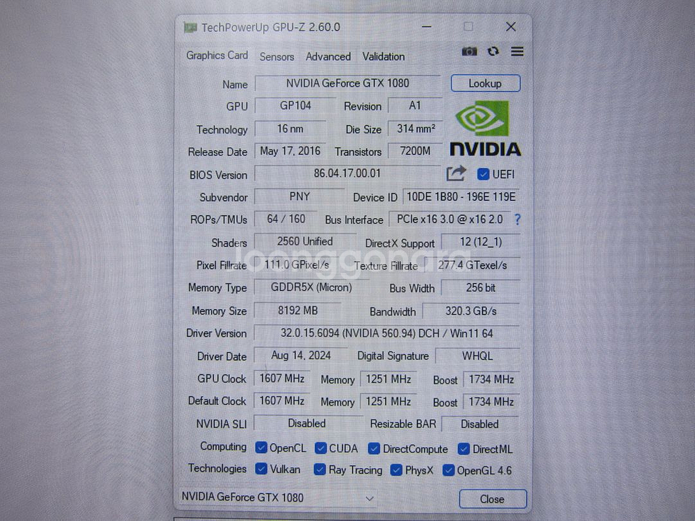 PNY GTX1080 파운더스 에디션 D5X 8GB--3