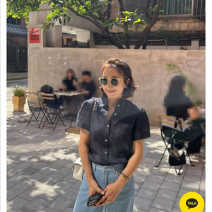 디그리스 피노 린넨 블라우스 네이비 M