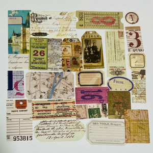 [ 빈티지 다꾸 ] 티켓 엽서 콜라주 스크랩북 24매