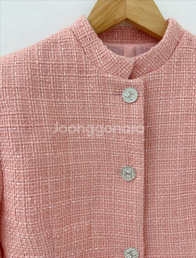 핑크 트위드 투피스 세트 S--6