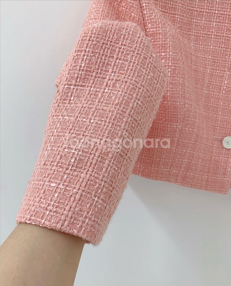 핑크 트위드 투피스 세트 S--7