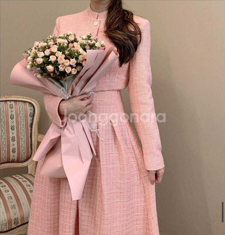 핑크 트위드 투피스 세트 S--3